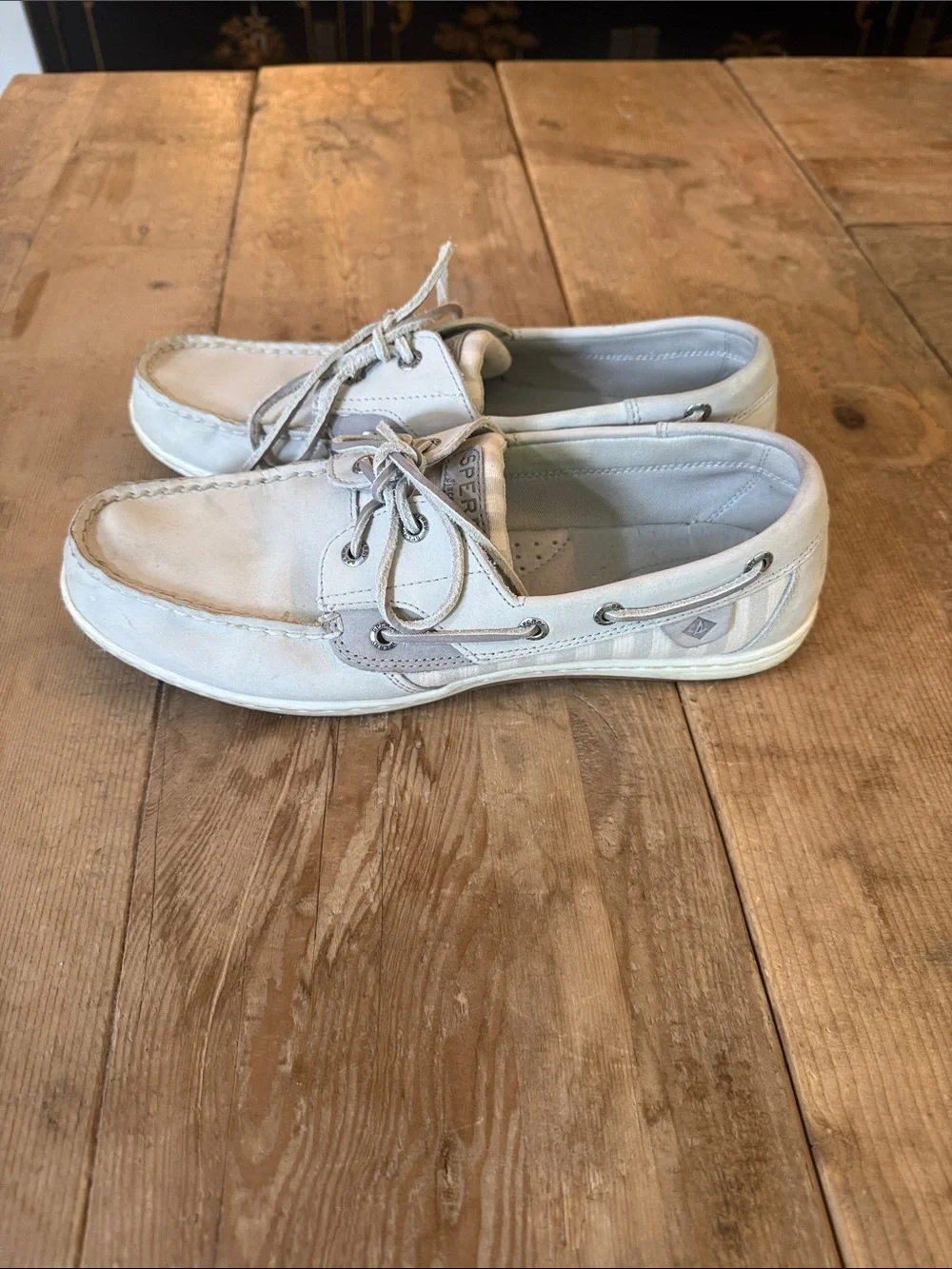 Sperry Men's White Canvas Boat Shoes with Lace Tie